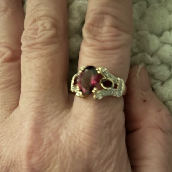 NEW 14K 4.3 gm SOLID GOLD Raspberry Rhodonite
Garnet White Diamond 3.2… - Picture 2 of 11